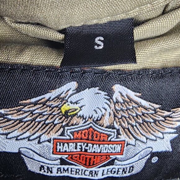 HARLEY DAVIDSON Khaki Full Zip Motorcycle Biker Jacket w/Pockets Sz S - Picture 5 of 7